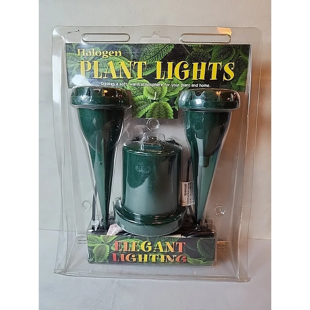 VTG New Halogen Plant Lights- 2 Accent Lights for Indoor Plants w/ Switch NOS
